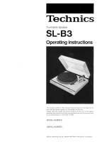 Technics - SLB-3 - Owners manual 